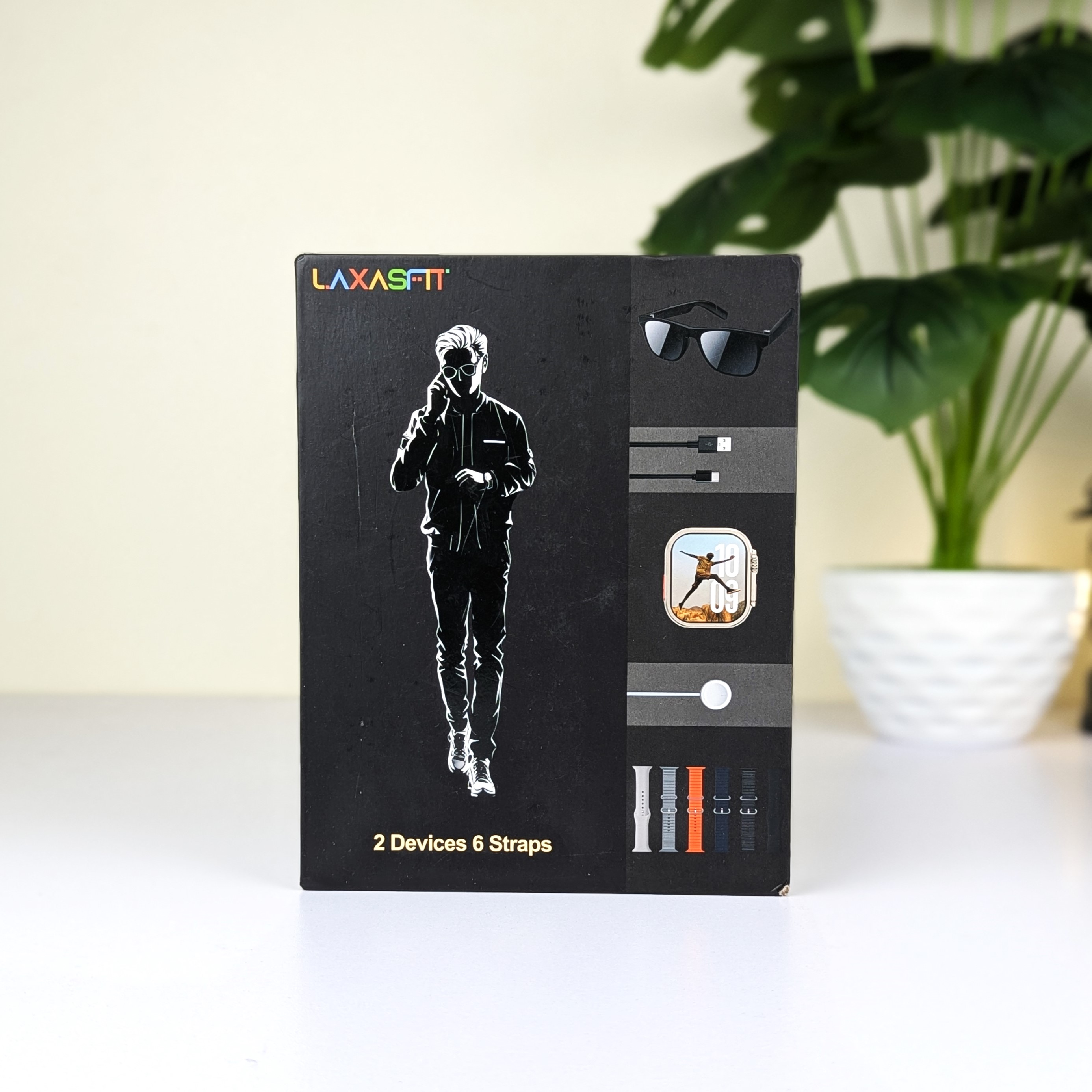 LAXASFIT Smartwatch Set with Smart Sunglasses | 2-in-1 Combo Pack with 6 Straps